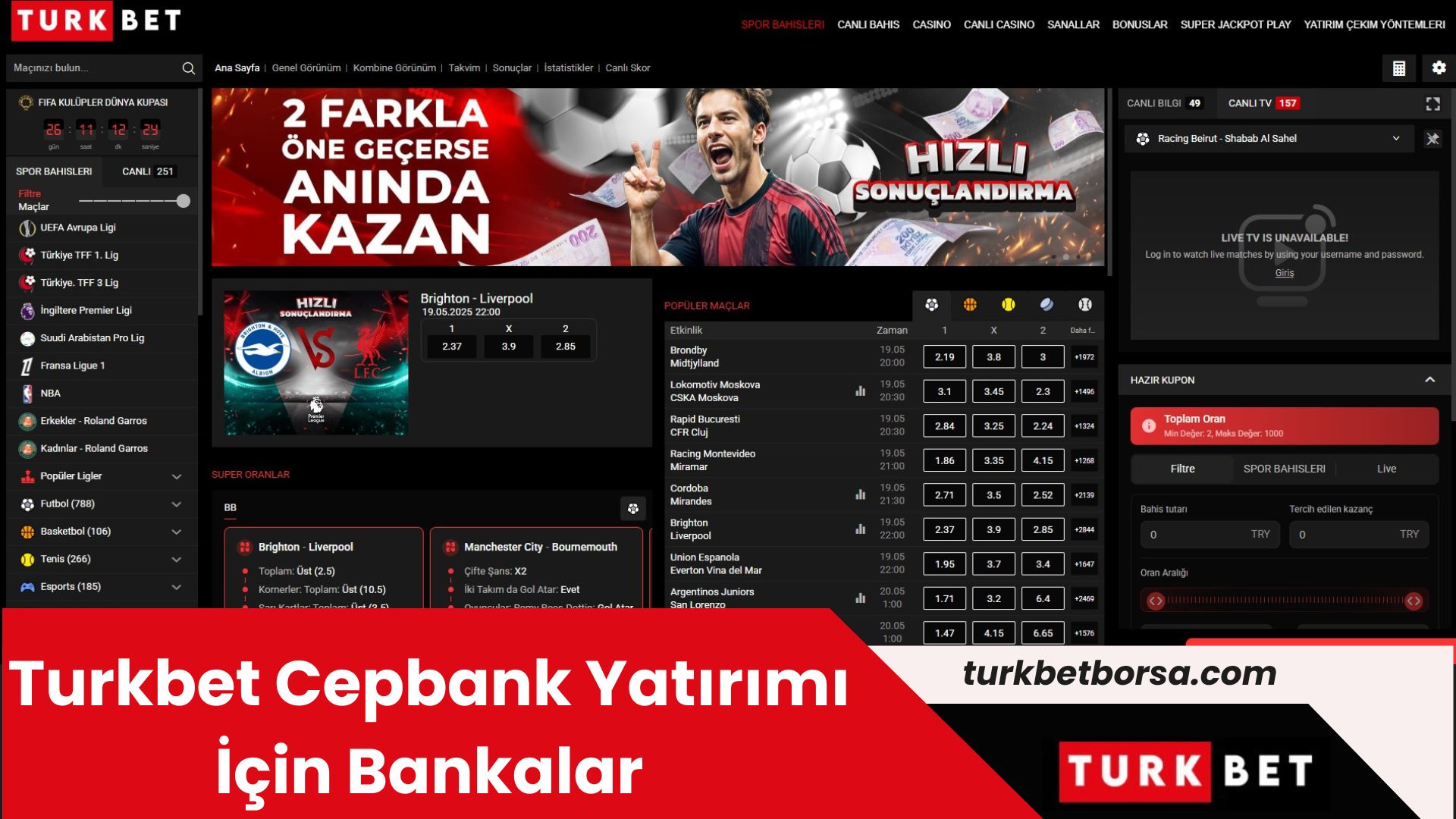 Turkbet Cepbank Yatırımı İçin Bankalar